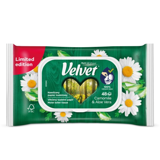Zamatový vlhčený toaletný papier CHAMOMILE 1 ks