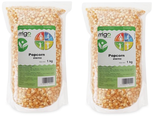 SET x2 kukuričné zrná POPCORN na pečenie 1Kg