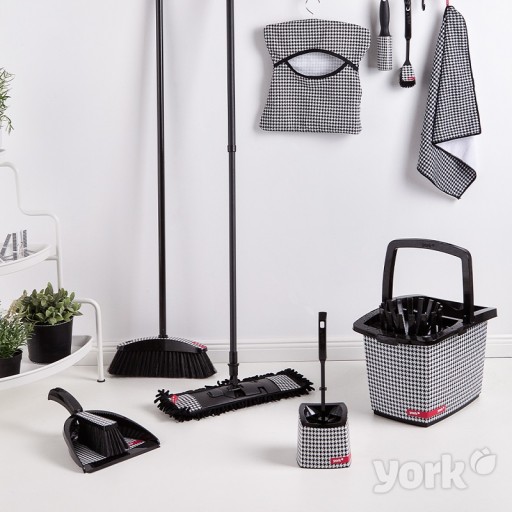 PEPITA York plochý mop s teleskopickou násadou, ČIERNA - 1 kus