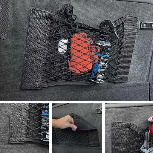 TAŠKA SIEŤKA NA KUFOR AUTA S VELKÝM VRECKOM NA VELCRO 80x25cm
