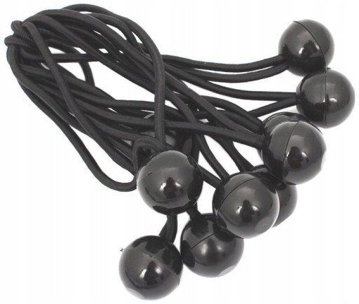 Gumový napínač s Ball Bungess 10 ks, čierny, 15 cm