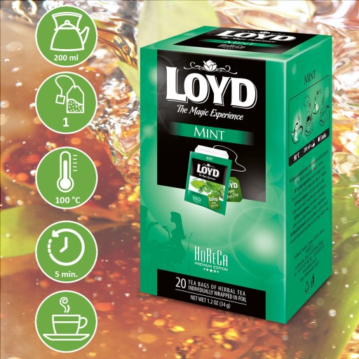 Expresný bylinkový mätový čaj v obálkach Horeca Mint 20T LOYD
