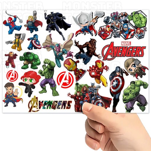 UMÝVAJÚCE DOČASNÉ TETOVANIE PRE DETI DETSKÉ AVENGERS ORIGINÁLNE DIZAJNY