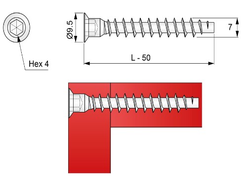 100x Confirmat 7x50 mm na nábytok