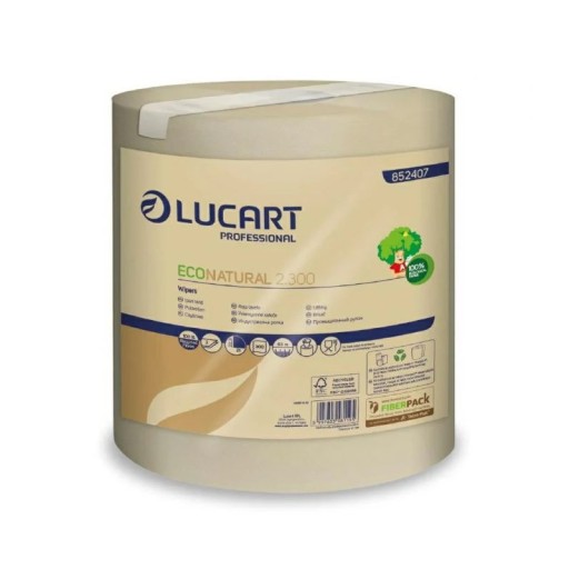 Lucart EcoNatural - Čistiaca handrička v kotúči, 63 m, Fiberpack celulóza - 1 kotúč