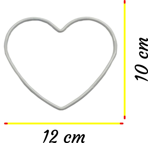 Kovový prsteň BIELE SRDCE na lapač snov, 12 cm