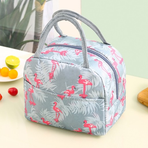 Termálna taška LUNCH BOX Pikniková izolovaná pre jedlo tmavomodré plameniaky