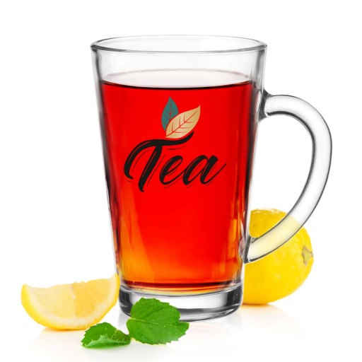 Čajový sklenený hrnček s uškom Iwo 300ml Čaj