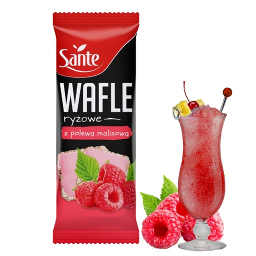 Sante ryžové vafle s malinovou polevou 66g