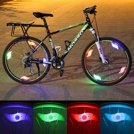 Svetlo na bicykel na lúčoch predného a zadného kolesa bicykla