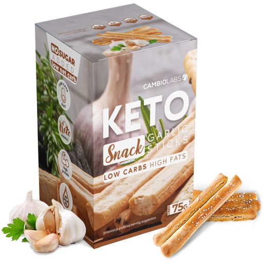 KETO PRODUKTY Cesnakové tyčinky, Grissini Keto Snacks Pochutiny bez cukru