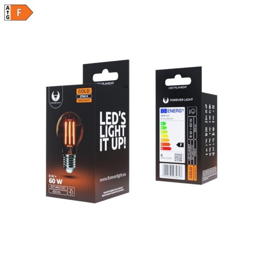 LED žiarovka zlatá E27 8W vlákno A60 2700K COG