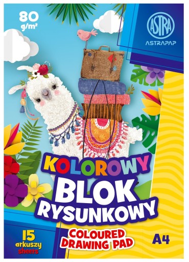 Farebný blok na kreslenie A4 15 listov 80g/m ASTRAPAP