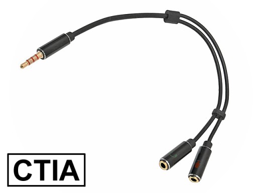 Adaptér CTIA JACK 3,5/4P/zástrčka-2xJACK 3,5/3P/VITALCO zásuvka 0,2m