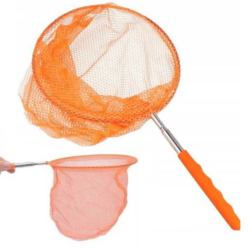 SIEŤKA NA MOTÝLY, RYBY, HMYZ do záhrady, oranžová, teleskopická