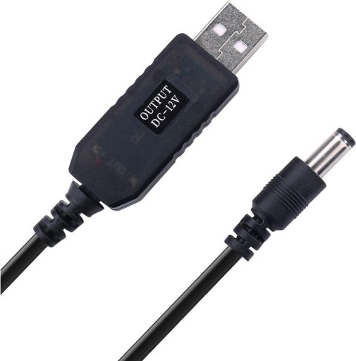 Kábel USB prevodník DC zástrčka 5,5x2,1mm 5V na 12V
