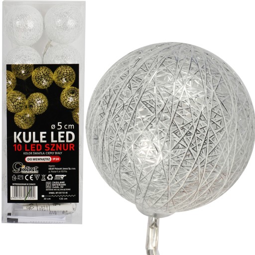 Vatové guličky 10 LED 5 cm na batérie