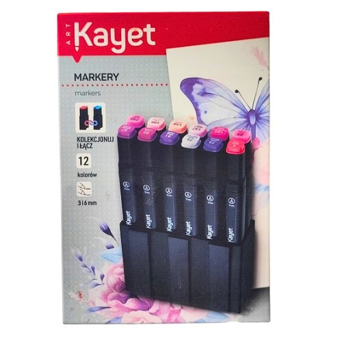 Kayet Obojstranné popisovače 3mm 6mm 12 farieb Violet Roses