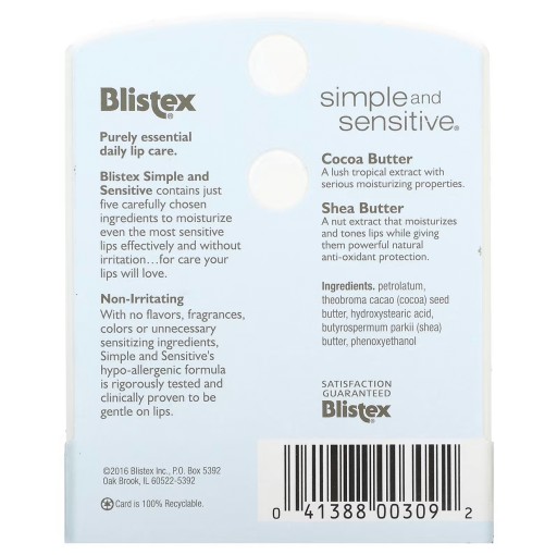 Hypoalergénny balzam na citlivé pery Simple and Sensitive Blistex 4,25 g