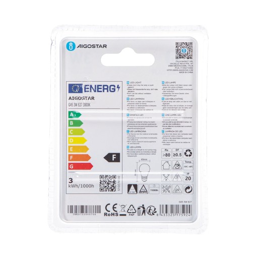 LED ŽIAROVKA G45 E27 3W 255lm 3000K TEPLÁ GUĽ.