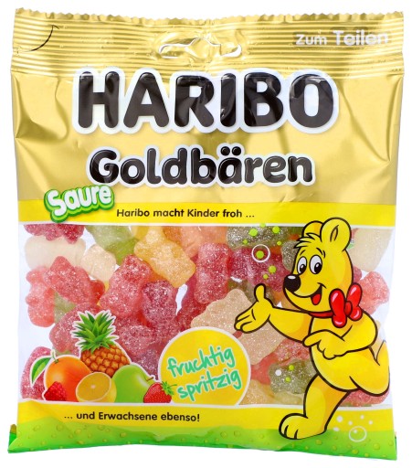 HARIBO Ovocné želé Kyslé zlaté medvede 175 g DE
