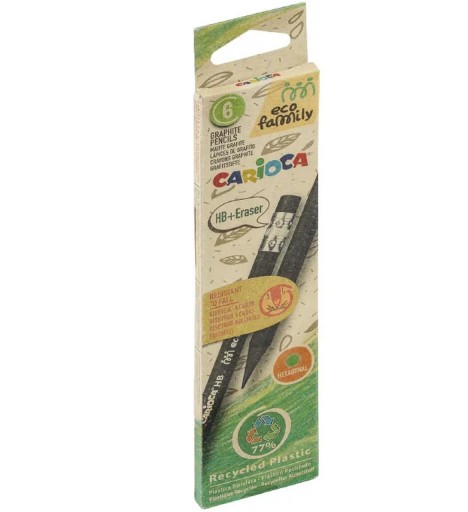 HB Carioca EcoFamily ceruzka s gumou, balenie 6x
