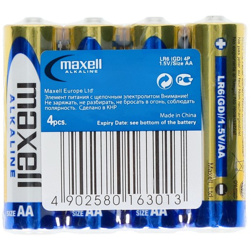 MAXELL 1,5V LR6 AA alkalické batérie 4 ks
