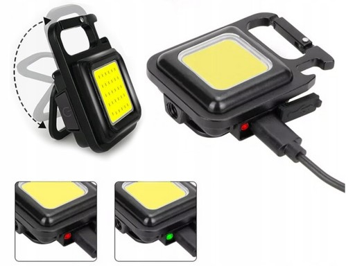 COB LED kľúčenka lampa s magnetom baterka USB otvárač