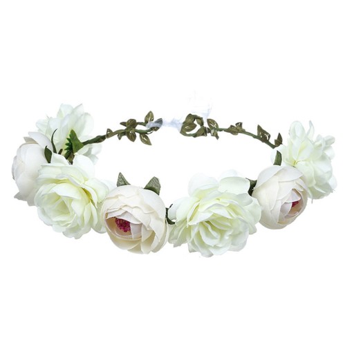 HEAD WIREW FLOWERS veľká biela čelenka BOHO