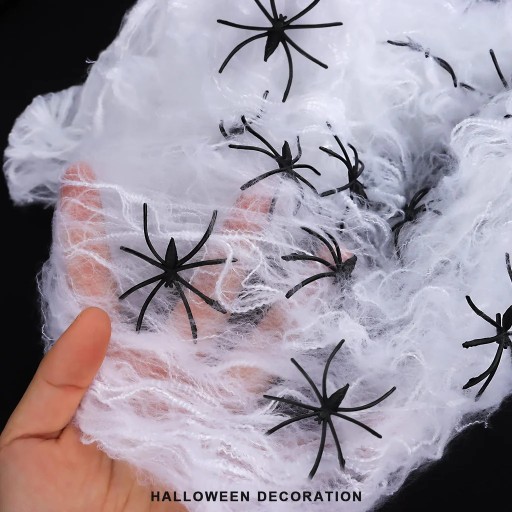 HALLOWEENSKÁ PAVÚČA, BIELA ROZTAŽNÁ 60G + 60 PAVÚKOV