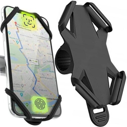 SILNÝ GUMOVÝ DRŽIAK NA BICYKEL PRE TELEFÓN 4-6'' GPS SMARTFÓN SILIKÓNOVÝ MOTOR