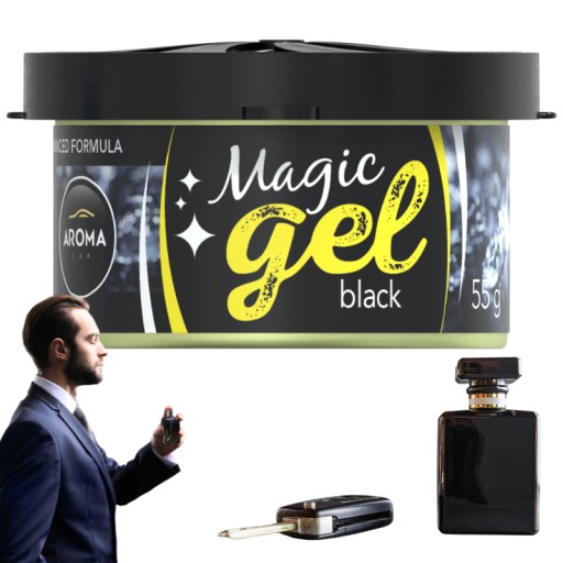 VÔŇA DO AUTA AROMA CAR MAGIC GEL BLACK PÁNSKY PARFÉMOVÝ GÉL KAZEŇA