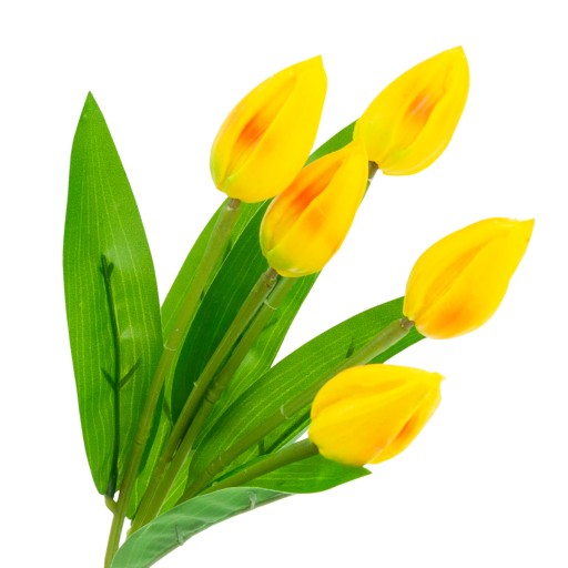 TULIPÁNOVÁ KYTICA Z PENOVÝCH TULIPANOV X5 ŽLTÉ UMELÉ TULIPANY V KYTICI