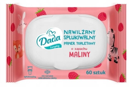 Dada Kids Moisturized toaletný papier s vôňou Malina 60 ks.