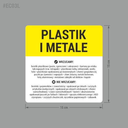 Nálepka na košík - Plast a kovy 15x15