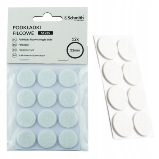 Schmith BIELE PLSTENÉ PODLOŽKY 12 KS 22MM