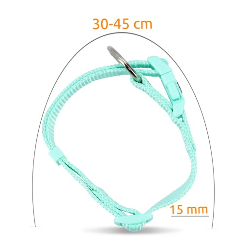 Prémiový obojok, pre psov, mint farba, S–M: 30–45 cm/15 mm