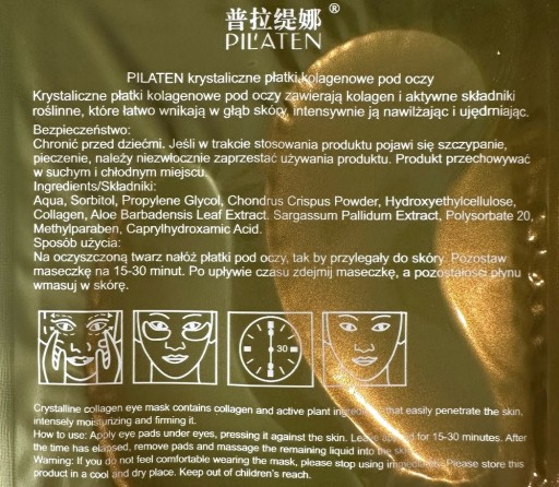 Pilaten Crystal Collagen Patches pod očnú masku