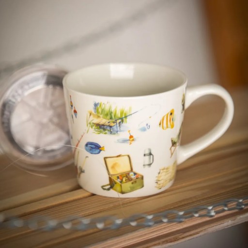 Veľký porcelánový hrnček na kávu, darček pre rybára, Altom Design, 400 ml