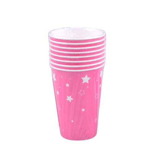 Make a Wish Pink Birthday Stars papierové poháre 200 ml, 8 ks.
