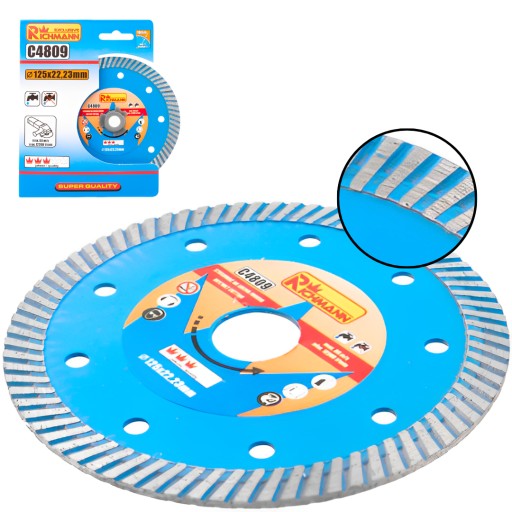 TURBO DIAMANTOVÝ DISK 125 mm 22,23 mm BETÓNOVÁ TEHLA PRE BRÚSKU RICHMANN