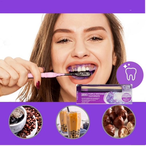 Bieliaca zubná pasta PURPLE + Bamboo Toothbrush z Anglicka 100ml