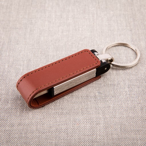 Kožená kľúčenka Pendrive Brown 4 GB dátumovka
