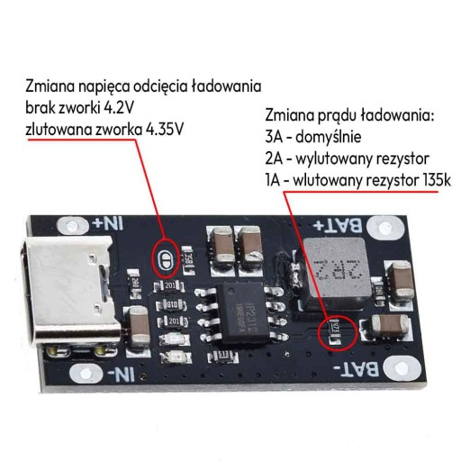 18650 nabíjačka článkov 1S 3A 2A USB-C IP2312