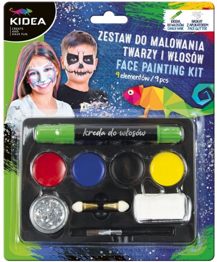 Sada 9 dielov na maľovanie na tvár a vlasy Kidea
