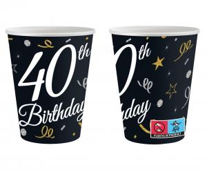 Papierové poháriky 40 Narodeniny 40 Narodeniny 200 ml 6 kusov TREBA dokončiť