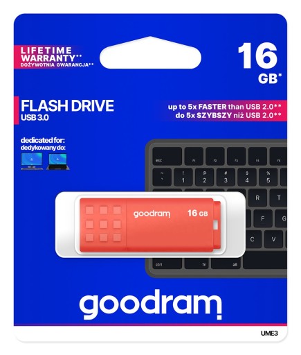 GOODRAM UME3 16 GB ŠTÝLOVÝ USB 3.0 PENDRIVE ORANŽOVÝ