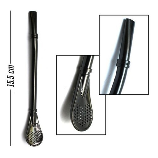 Bombilla pre Yerba Mate Riffle Farba Negro Gaucho Cebar