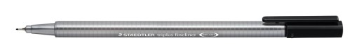 Triplus fineliner, trojuholníkový, 0,3 mm, čierny, Staw