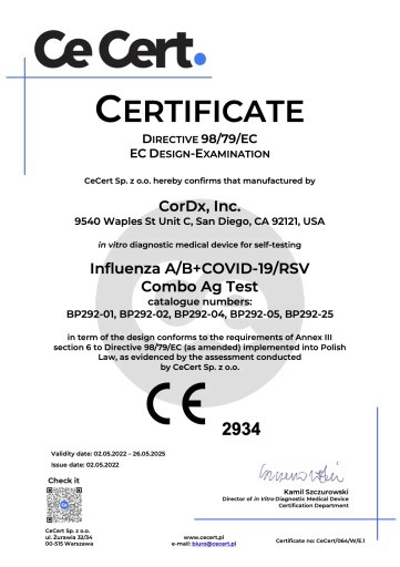 TEST COVID-19, chrípka A/B, RSV, CORDX COMBO 4 v 1